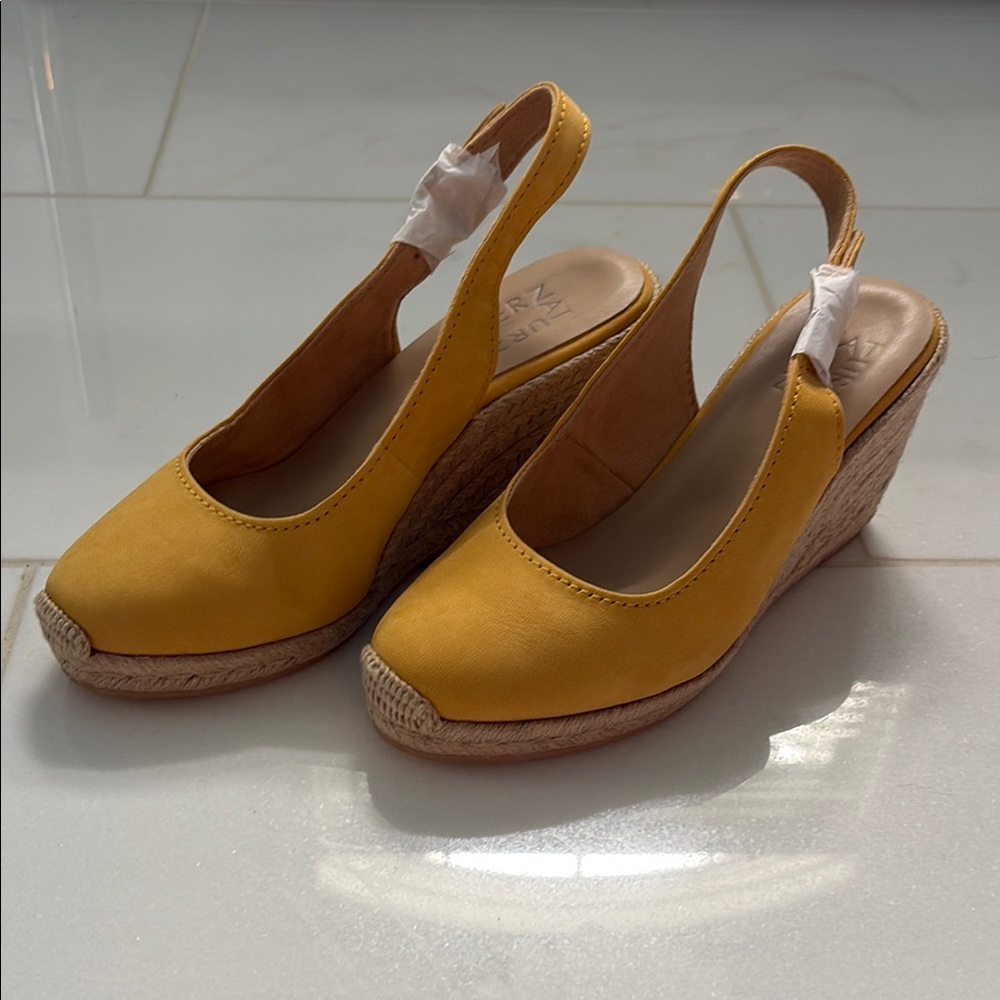 Yellow Wedge Slingback Espadrilles